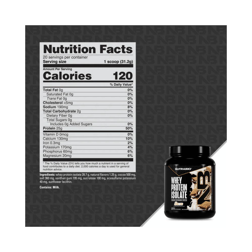 NutraBio Whey Protein Isolate | 20 Servings