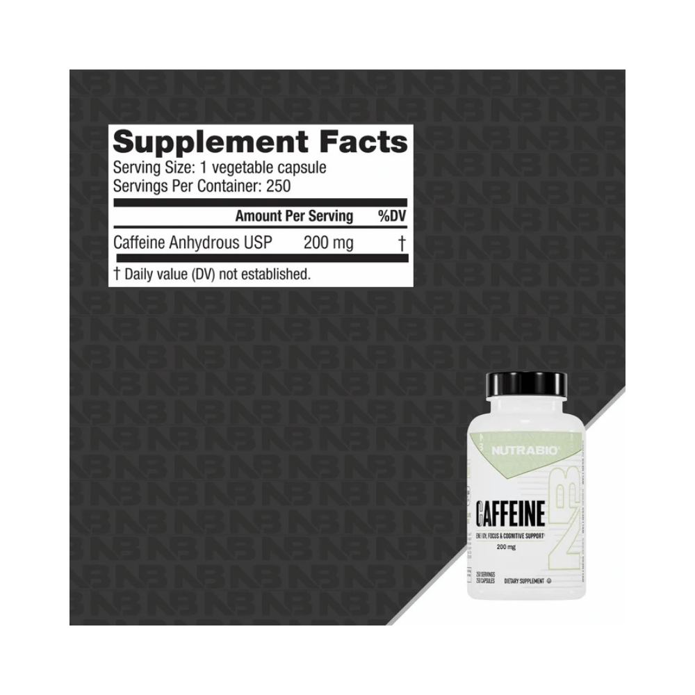 NutraBio Caffeine 100 caps