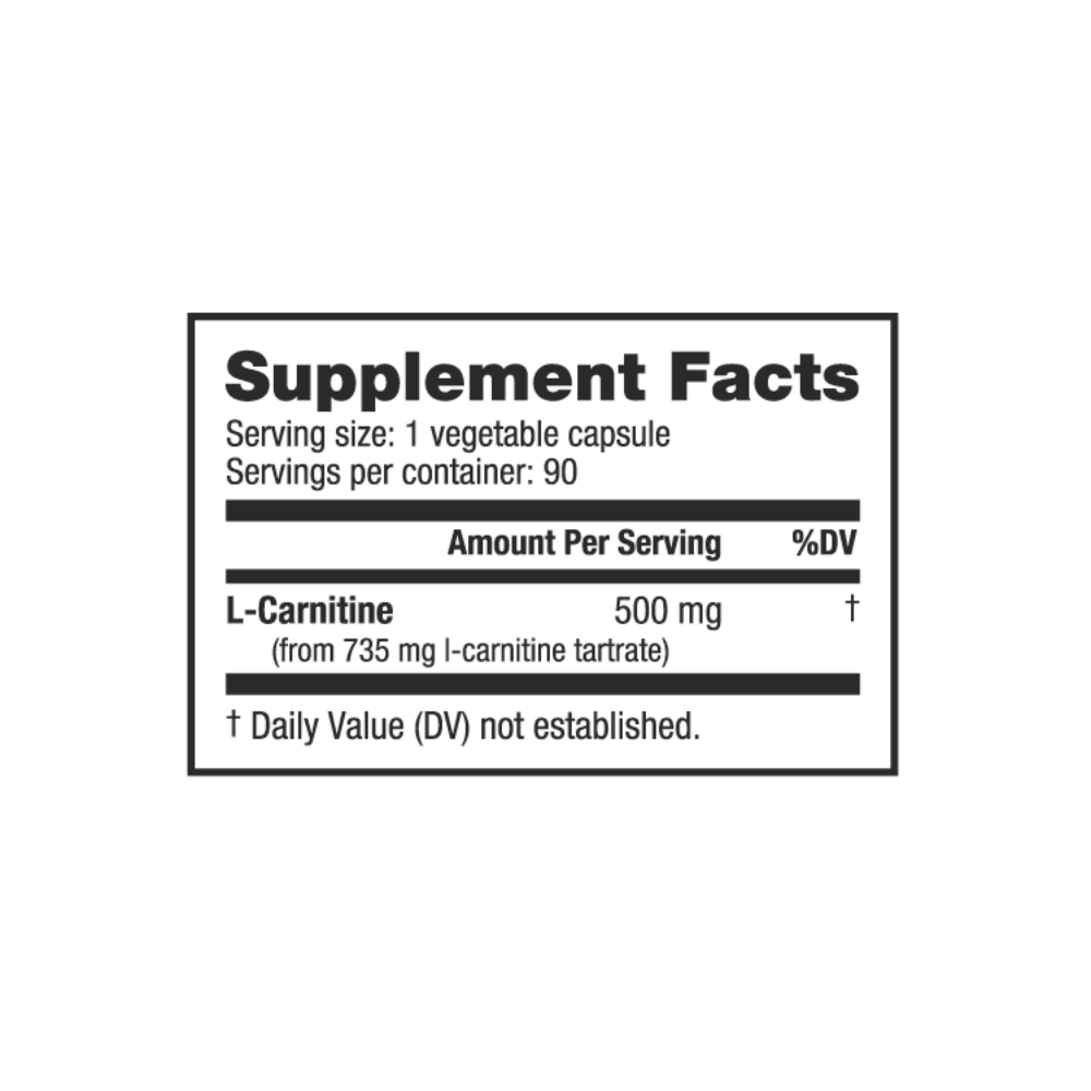 NutraBio L-Carnitine 500mg 90 caps