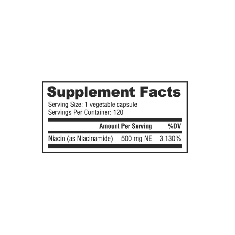 NutraBio Niacinamide (B-3) 500mg 120 cap