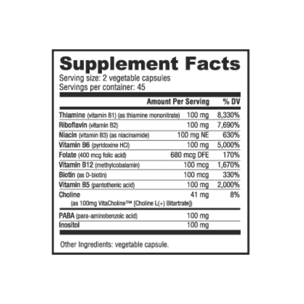 NutraBio Vitamin B-100 Complex 90 caps