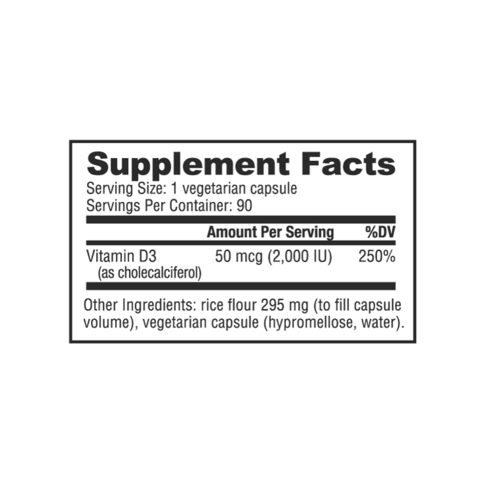 NutraBio Vitamin D-3 2000IU 90 caps
