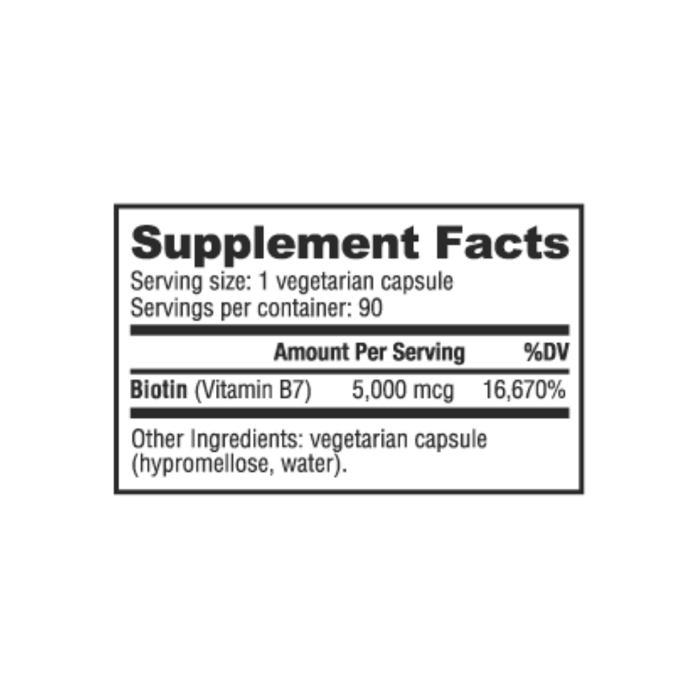 NutraBio Biotin (B-7) 5000mcg 90 caps