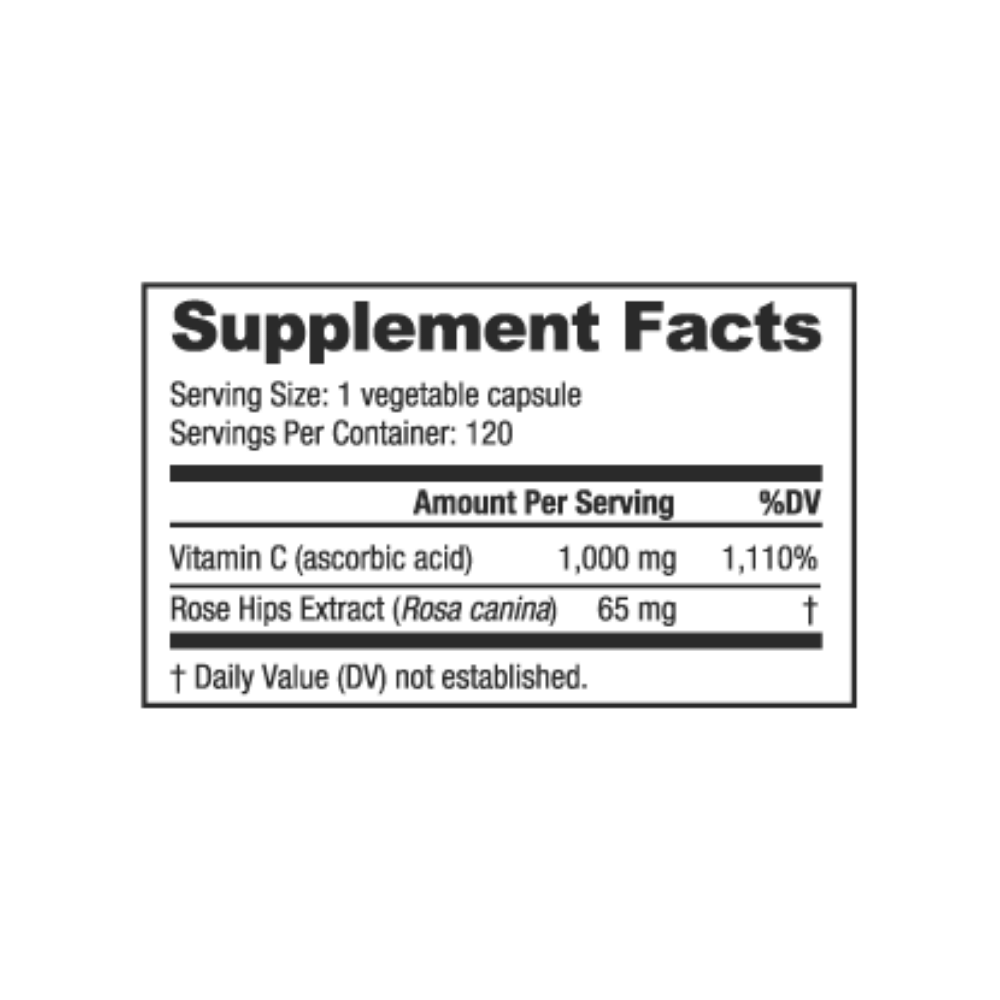 NutraBio Vitamin C 1000mg 120 caps