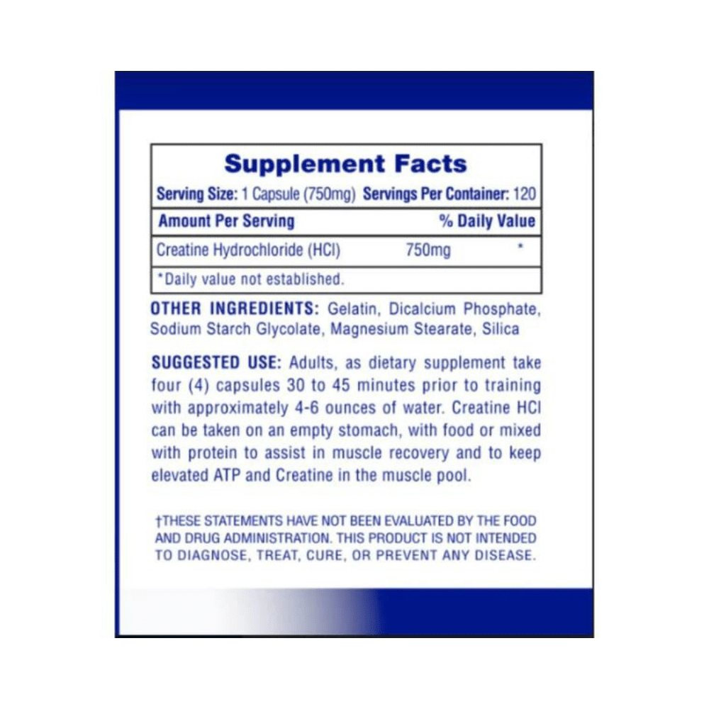 Creatine HCL 750mg caps Hi-Tech