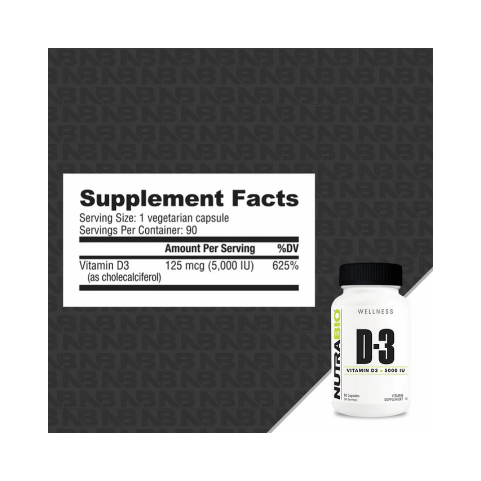 NutraBio Vitamin D-3 5000IU 90 caps