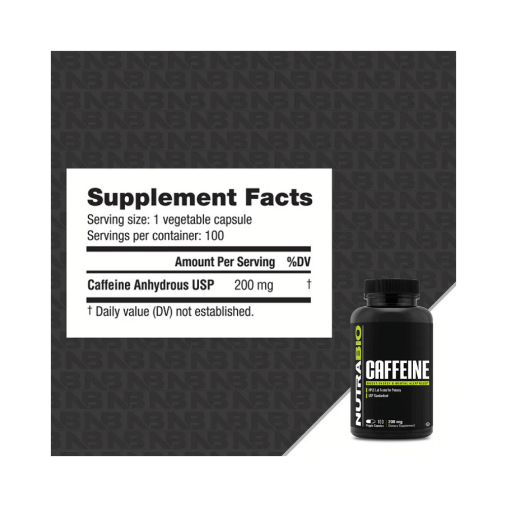 NutraBio Caffeine 100 caps