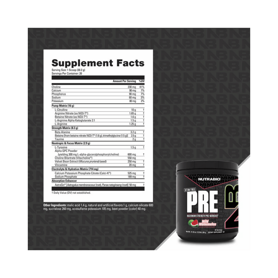 NutraBio Stim Free PRE