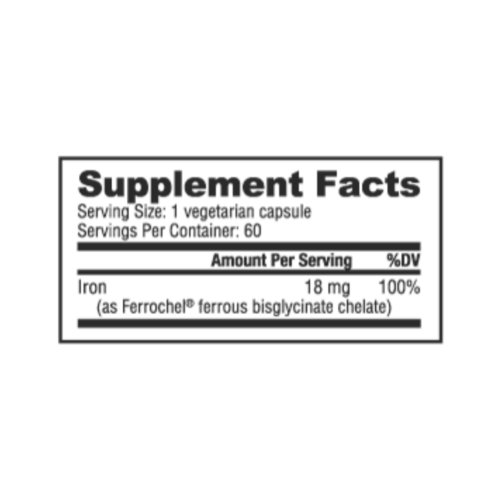 NutraBio Fe Iron Chelate 18mg 60 caps